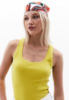 Women Yellow Square Neck Singlet