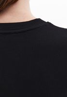 Women Black Cotton Blended Crew Neck Tshirt