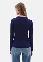 Women Blue Tshirt with Snap Fastenening Detail