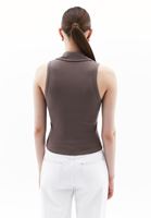 Women Brown Polo Neck Singlet