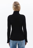 Women Black Turtle Neck Tshirt with Long Sleeves