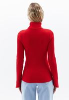 Women Red Turtle Neck Tshirt with Long Sleeves