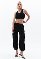 Women Black Crop Singlet with Sequin Detail