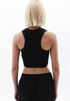 Women Black Crop Singlet with Sequin Detail