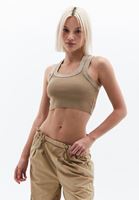 Women Beige Crop Singlet with Sequin Detail