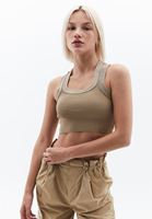 Women Beige Crop Singlet with Sequin Detail