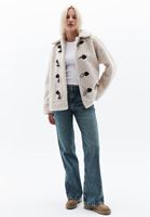 Women Cream Oversize Coat with Button Detail