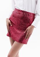 Women Pink High Rise Sequin Mini Skirt