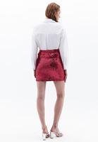 Women Pink High Rise Sequin Mini Skirt