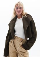 Women Green Reversible Oversize Crop Jacket