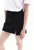 Women Black High Rise Skirt with Slit Detail