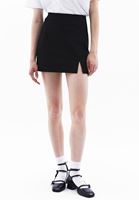 Women Black High Rise Skirt with Slit Detail