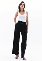 Women Black High Rise Straight Fit Pants