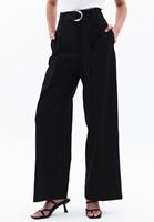 Women Black High Rise Straight Fit Pants