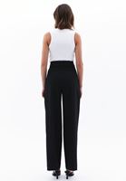 Women Black High Rise Straight Fit Pants