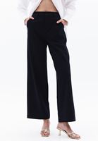 Women Black Mid Rise Straight Fit Pants