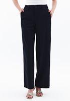 Women Navy Mid Rise Straight Fit Pants