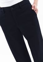 Women Navy Mid Rise Straight Fit Pants