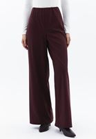 Bayan Bordo Ultra Yüksek Bel Wide-Leg Pantolon