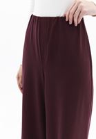 Bayan Bordo Ultra Yüksek Bel Wide-Leg Pantolon