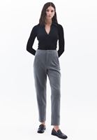 Women Grey Ultra High Rise Carrot Fit Pants