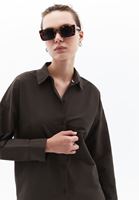 Women Brown Poplin Shirt with Buttons