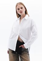 Women White Poplin Shirt with Buttons