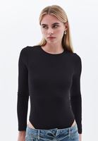 Bayan Siyah Sıfır Yaka Bodysuit