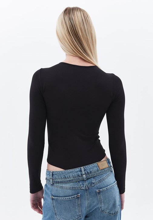 Sıfır Yaka Bodysuit ve Straight-Fit Pantolon Kombini