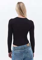 Bayan Siyah Sıfır Yaka Bodysuit