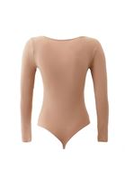 Women Beige Bodysuit With Square Neck