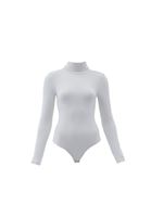 Bayan Krem Dik Yaka Bodysuit