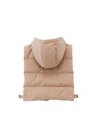 Women Beige Puffer Waistcoat with Goose Feather