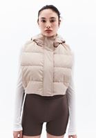 Women Beige Puffer Waistcoat with Goose Feather