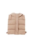 Women Beige Puffer Waistcoat with Goose Feather