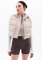 Women Beige Puffer Waistcoat with Goose Feather