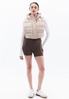 Women Beige Puffer Waistcoat with Goose Feather