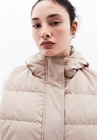 Women Beige Puffer Waistcoat with Goose Feather