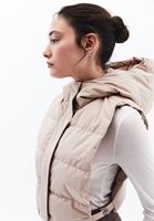 Women Beige Puffer Waistcoat with Goose Feather