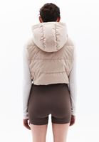 Women Beige Puffer Waistcoat with Goose Feather