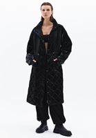 Women Black Quilted Raincoat