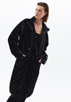 Women Black Quilted Raincoat