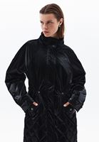 Women Black Quilted Raincoat