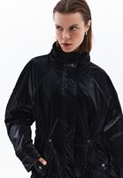 Women Black Quilted Raincoat