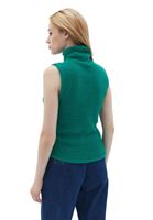 Women Green Turtle Neck Sleeveles Sweater