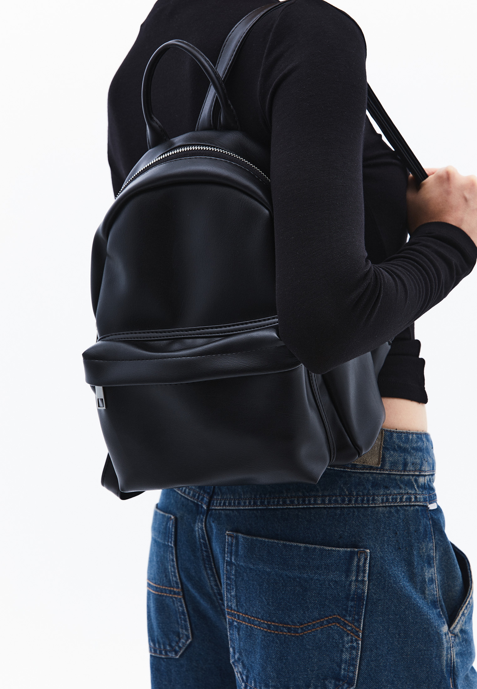 Black Vegan Leather Backpack Online Shopping OXXOSHOP