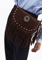 Women Brown Tassled Half Moon Bag