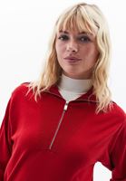 Women Red Polo Neck Knitwear Sweater