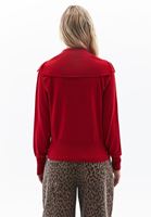 Women Red Polo Neck Knitwear Sweater