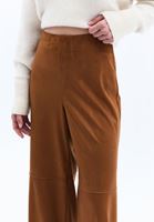 Women Brown Ultra High Rise Suede Pants